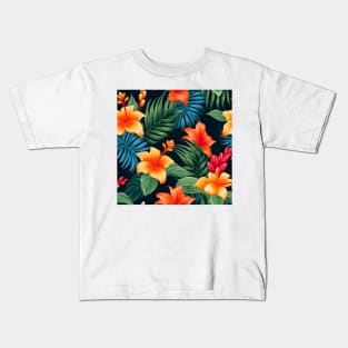 Tropical Flowers Pattern 15 Kids T-Shirt